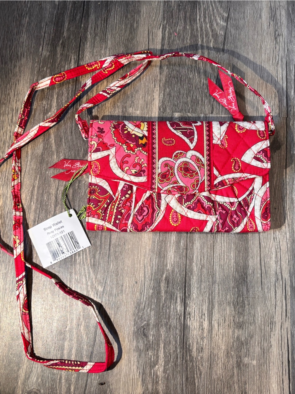 Vera Bradley Rosie Posies All In One Crossbody Card Holder with Strap